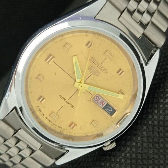 Vintage 1986 Seiko Automatic Mens Silver Watch W/daydate & Gold accents - Picture 1 of 8